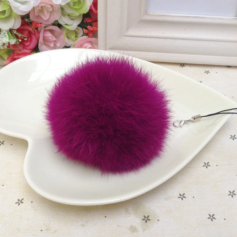 Pom Keychain Real Rabbit Fur Ball Key Chains Keyring Porte Clef Llaveros For Bag Charm Navidad Regalos