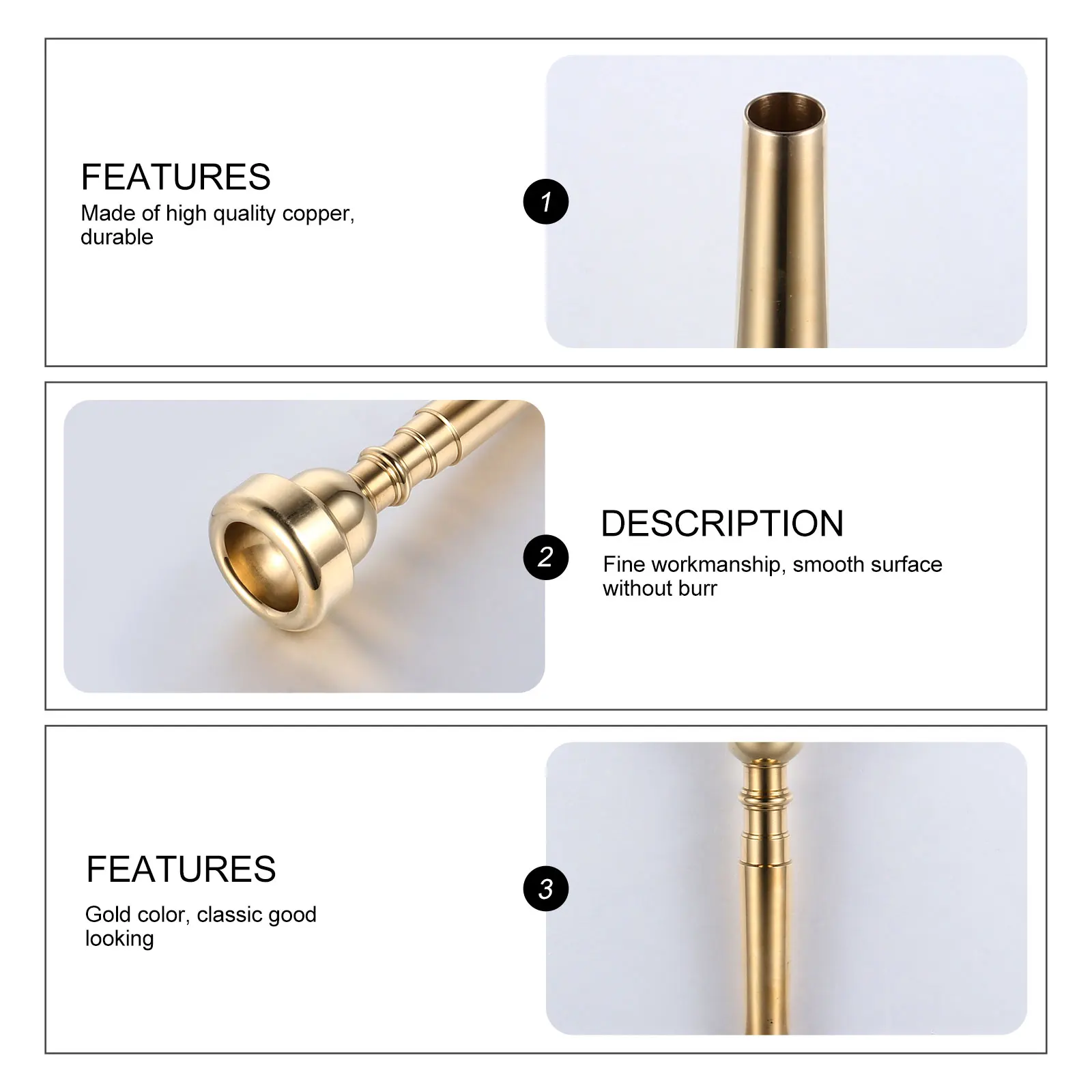 

Trumpet Mouth Easy to Clean Mouthpiece Replace Gift for Trumpeter Copper 5C Size