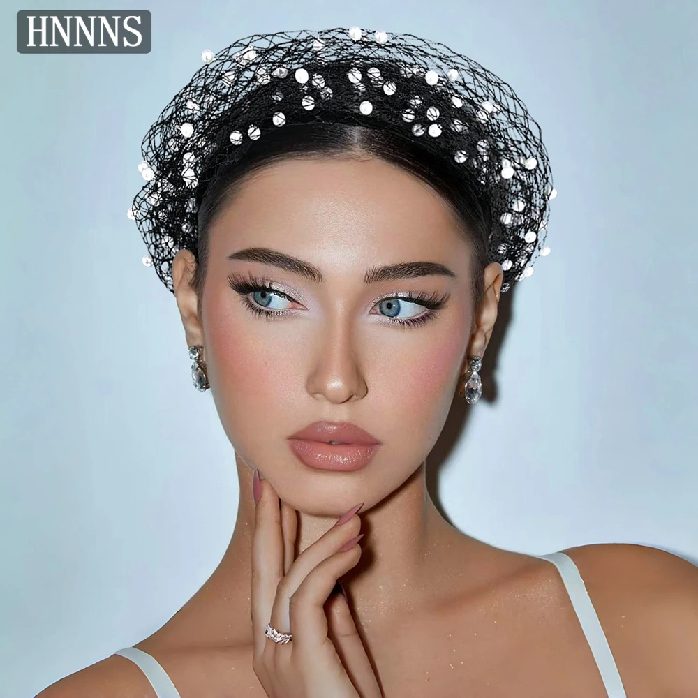 

TOPQUEEN Bridal Wedding Elegant Headbands Handmade Pearl Mesh Exquisite Ladies Banquet dancing Party Fashionable Veil YXA310