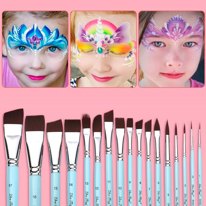 7/10/17Pcs Body Pinting Face Body Paint Brushes Makeup Brush Professional Paint Brushes Set Wooden Handle Oil Painting Brushes