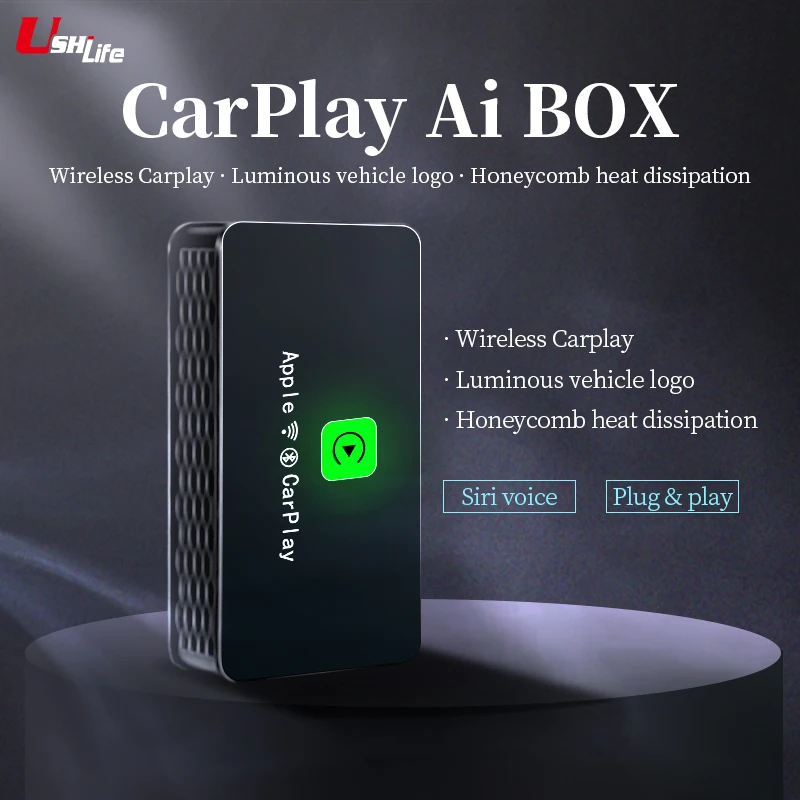 

Ushi Wireless Carplay AI Box Dongle Activator For 98%+Car Models Wired To Wireless With Logo Carplay Plug And Play Car Smart Box