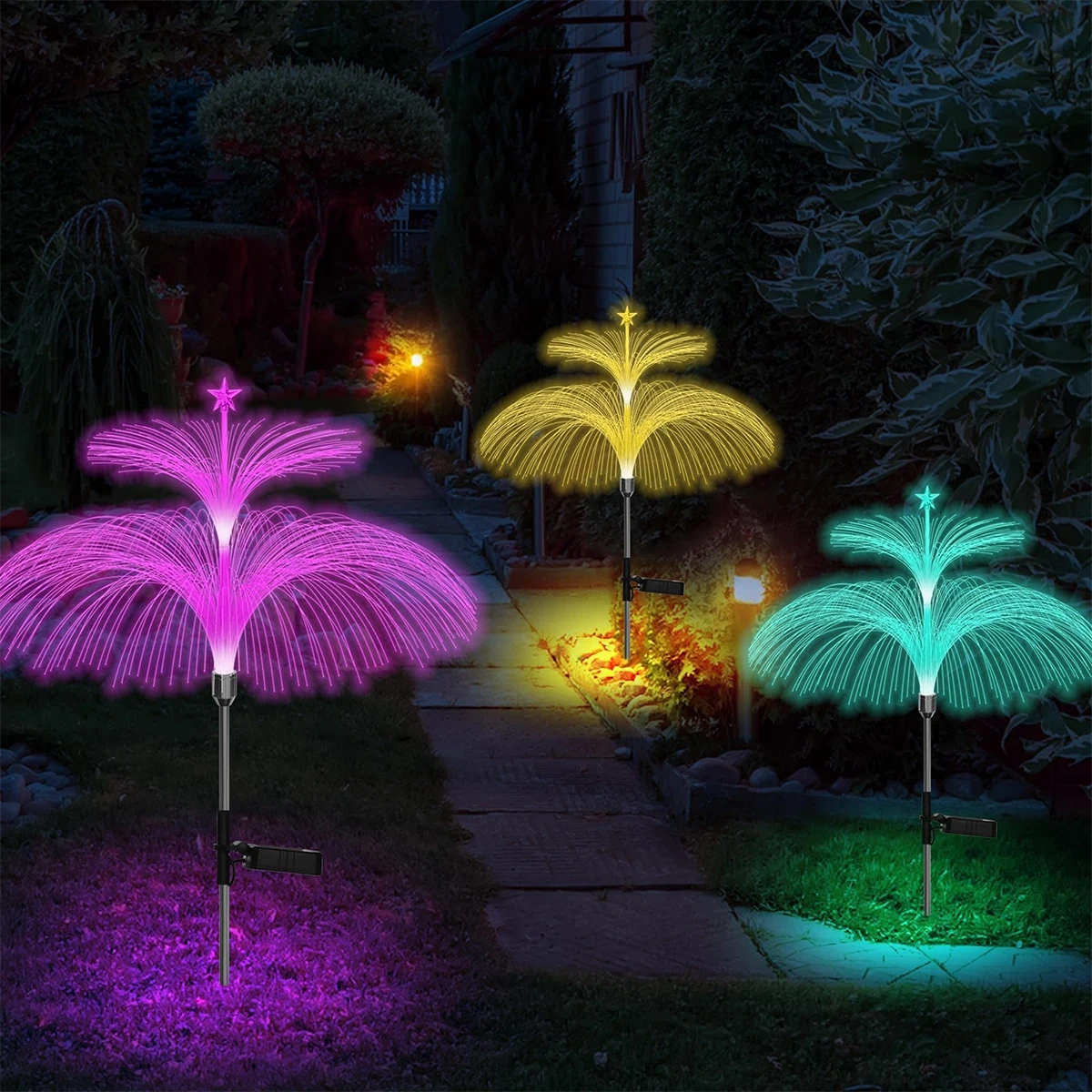 Imagem -04 - Impermeável ao ar Livre Solar Lights Garden Sunlight Árvore de Natal Jellyfish Fairy Light Solar Decorativo Treet Pathway Lâmpadas Pcs