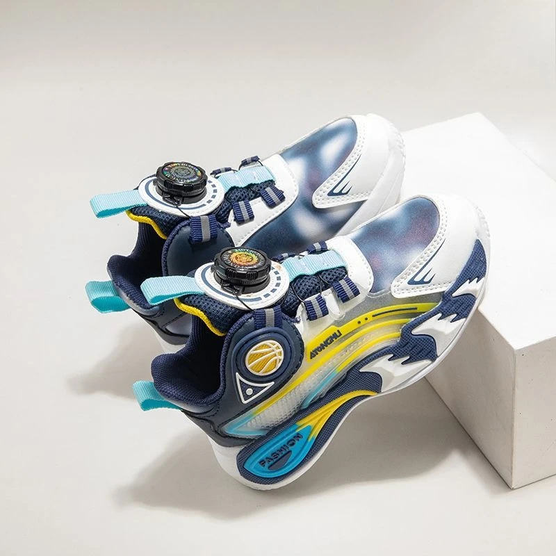 

Autumn Kids Basketball Shoes Boys Girls Durable Sport Sneakers Rotating Buckle Quick Release Fashion Casual Parent Child Shoes