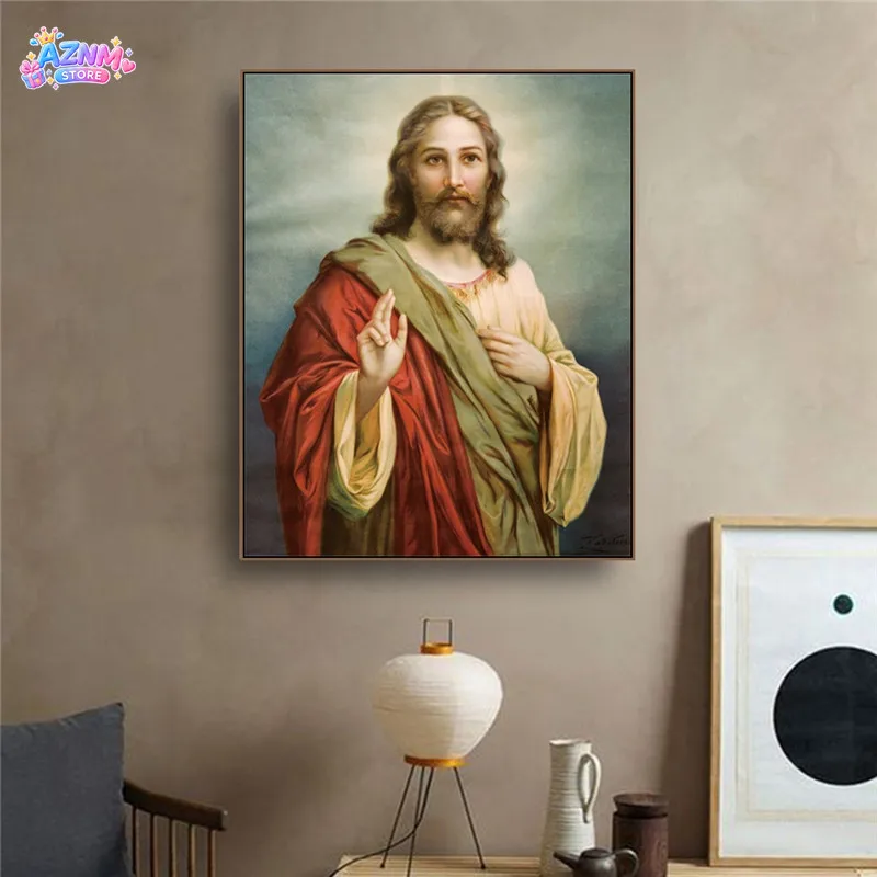 Christian Canvas Painting Virgin Mary Art Home Decor Wall Art Picture For Living Room Catholic Church Besdroom Mural No Frame