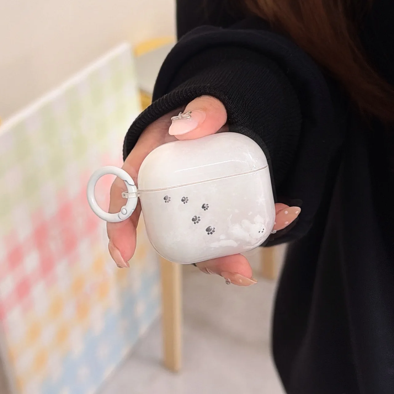 Cute Black Cat PAWS Pattern Glossy Earphone Case For AirPods Pro 2 3 4 Pro3 Wireless Bluetooth Charging Box Protective Cover