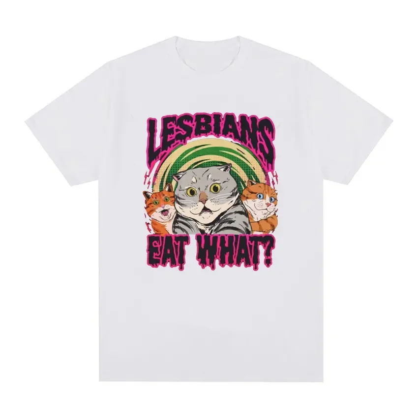Lgbt Wat Te Eten Kat Vintage T-Shirt Zomer Heren En Dames Casual T-Shirt Met Korte Mouwen Unisex Plus Size T-Shirt Y 2K