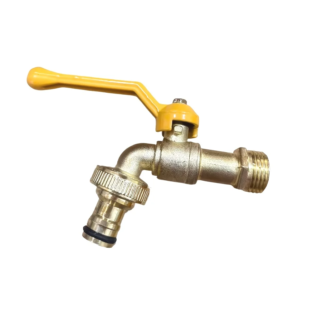 Robuster Gartenwasserhahn mit zwei Ausgängen, 1/2-Zoll-Gewinde, auslaufsicherer Außenhahn für Garten, Rasen, Autowäsche, ganzjährig einsetzbar mit Düse