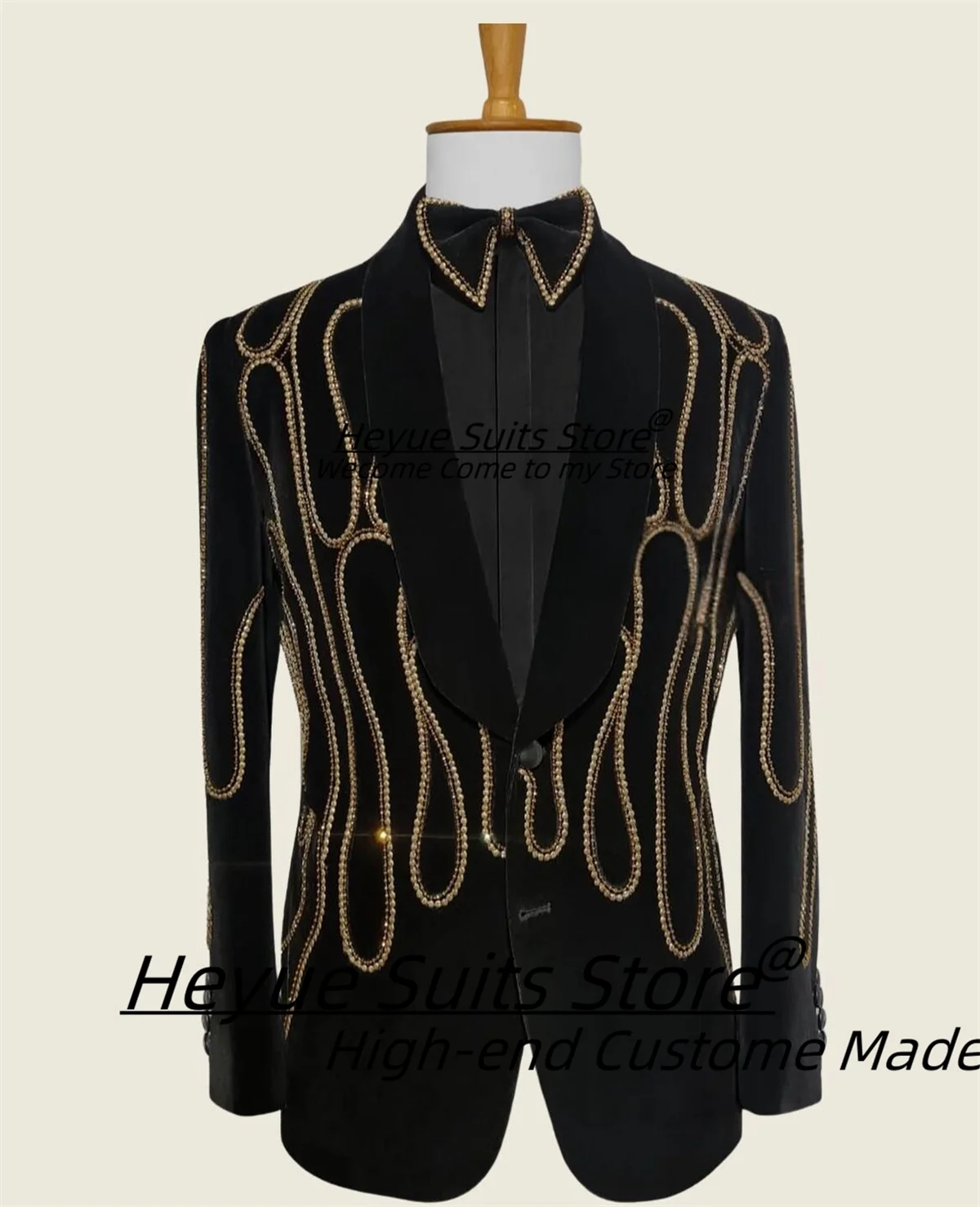 Luxurious Black Groom Wedding Tuxedos Customized Slim Fit Shawl Lapel Men Suits Male Party Blazers 2 Pieces Sets Ropa Hombre