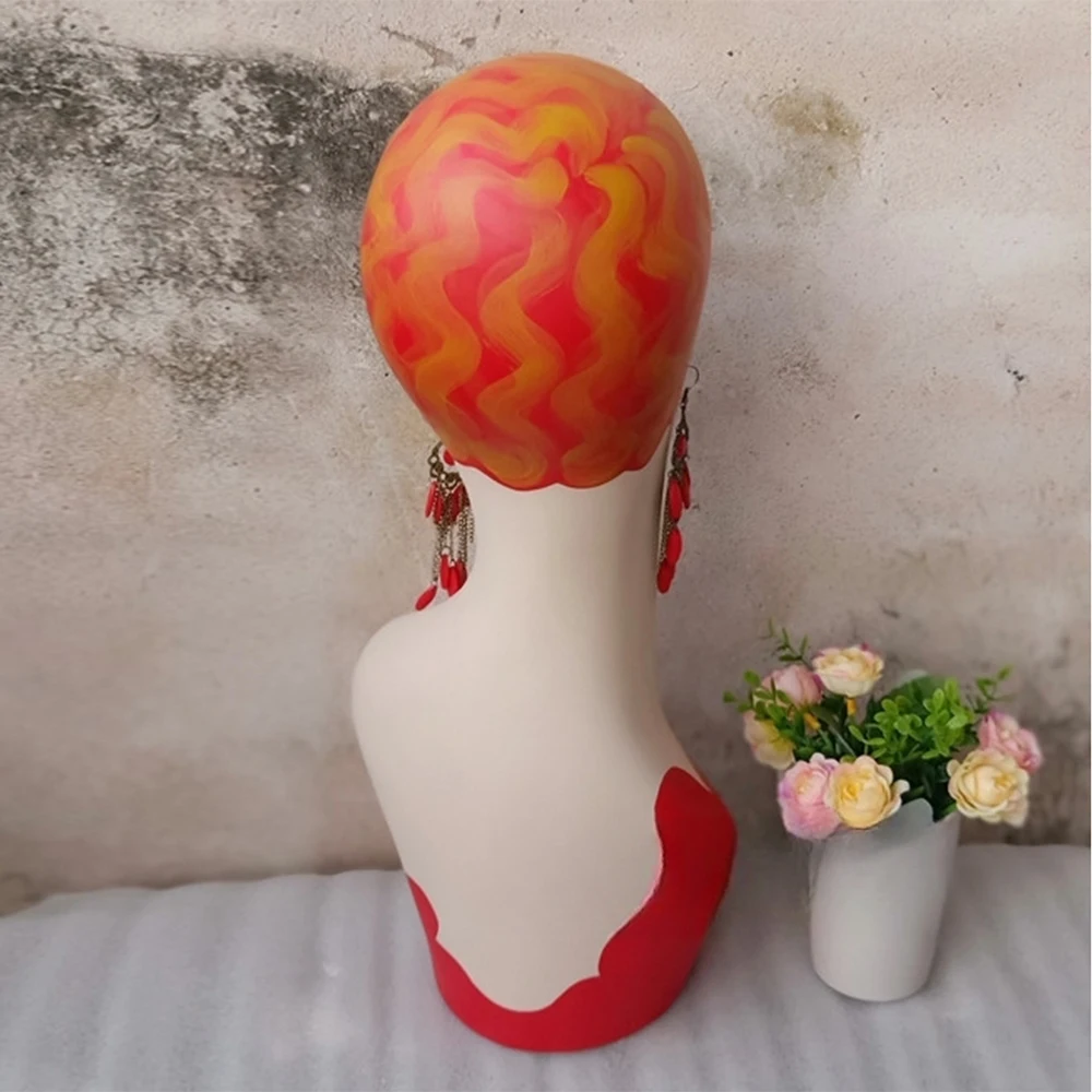 Female Mannequin Head Women Human Hair Wigs Vintage Style Model Hat Accessory Earring Glasses Necklace Display