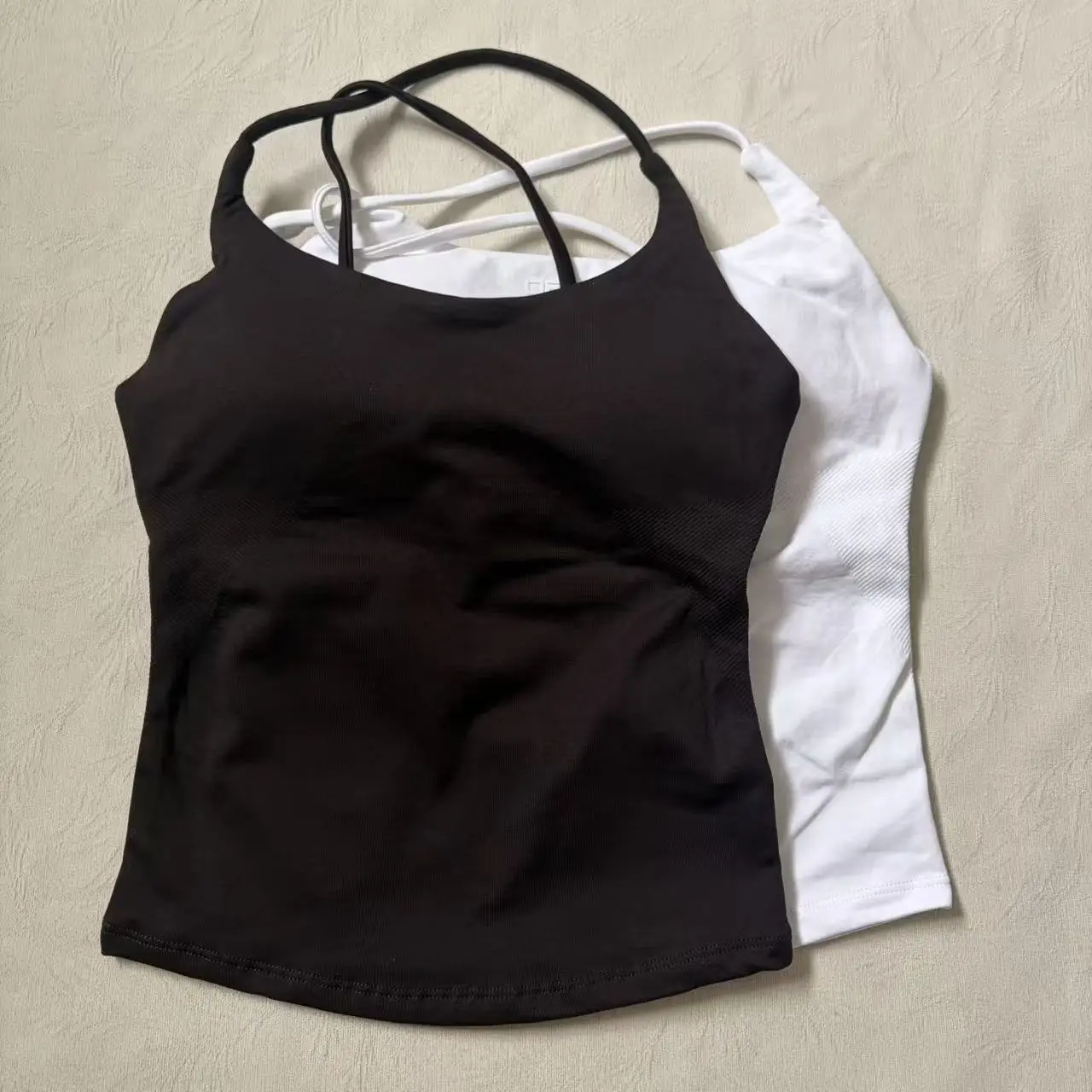 Logo Damen Cross-Back Yoga Tanktop Sexy Hochelastisches Sport-BH-Top Oberbekleidung Fitness Workout Crop Top – Detail 2