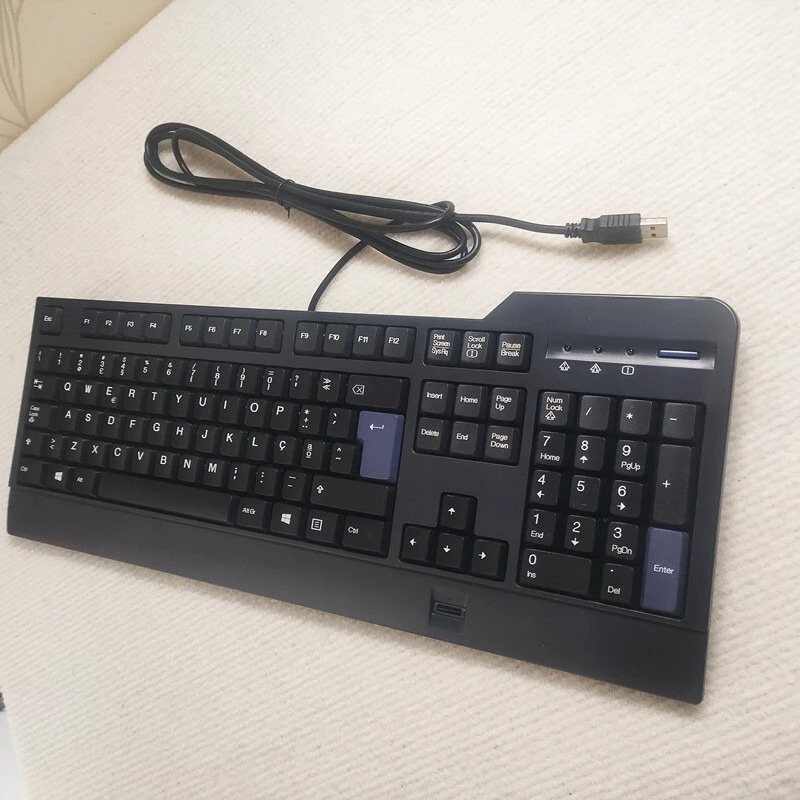 

Portuguese layout USB fingerprint identification keyboard kuf1256 for Lenovo compatible windows10 87 windows hello