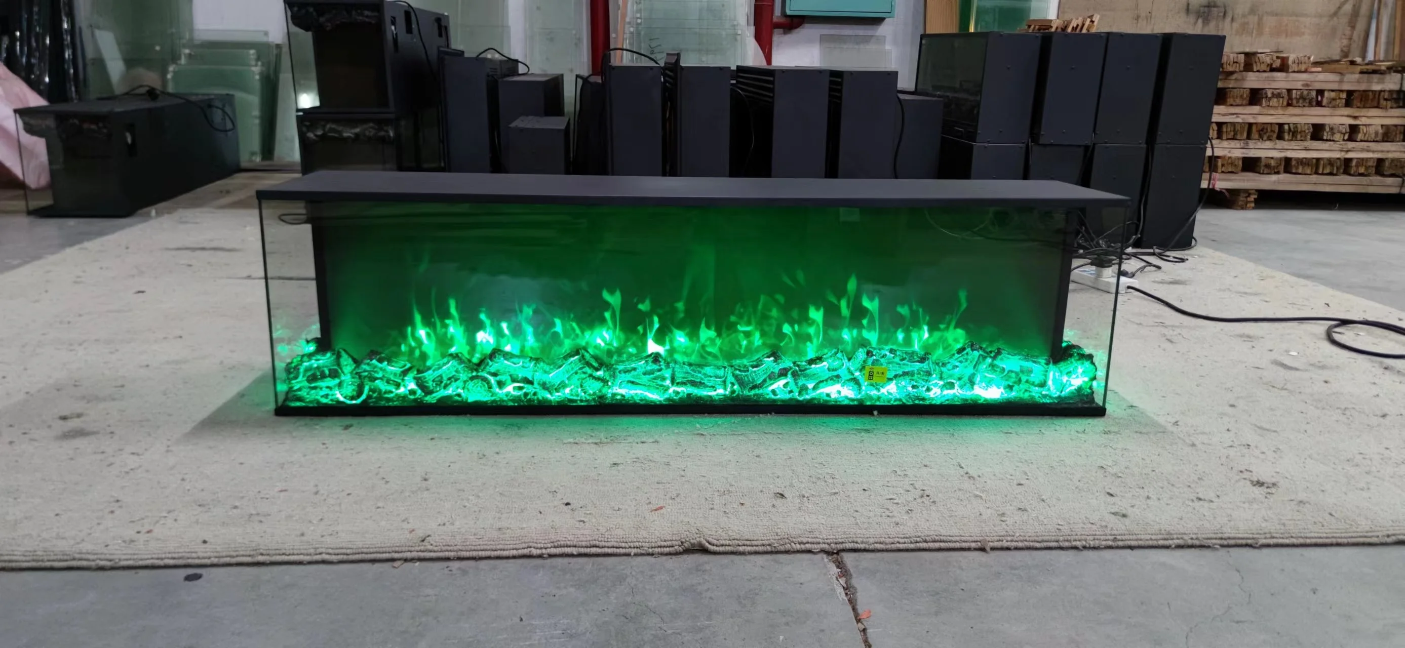 【ساخن】سخانات كهربائية حديثة للحائط، مكان إطفاء، 3 مواقد كهربائية من جانب 40 50 60 70 80 90 100 بوصة، إدراج مصباح ليد لهب Eff