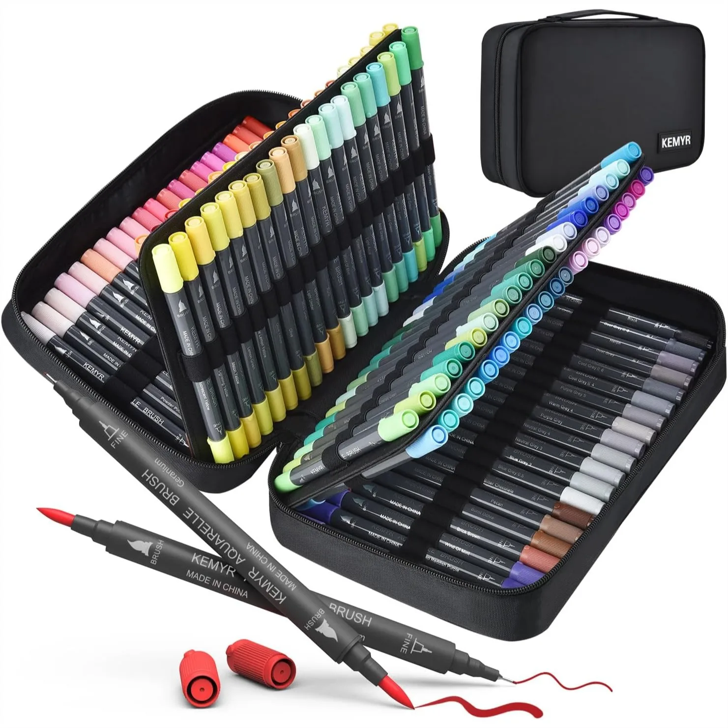 

120 Color Dual Tip Fine & Brush Pens for Adult Coloring Books, Water-Based Markers No Bleeding for Drawing Sketching Bullet