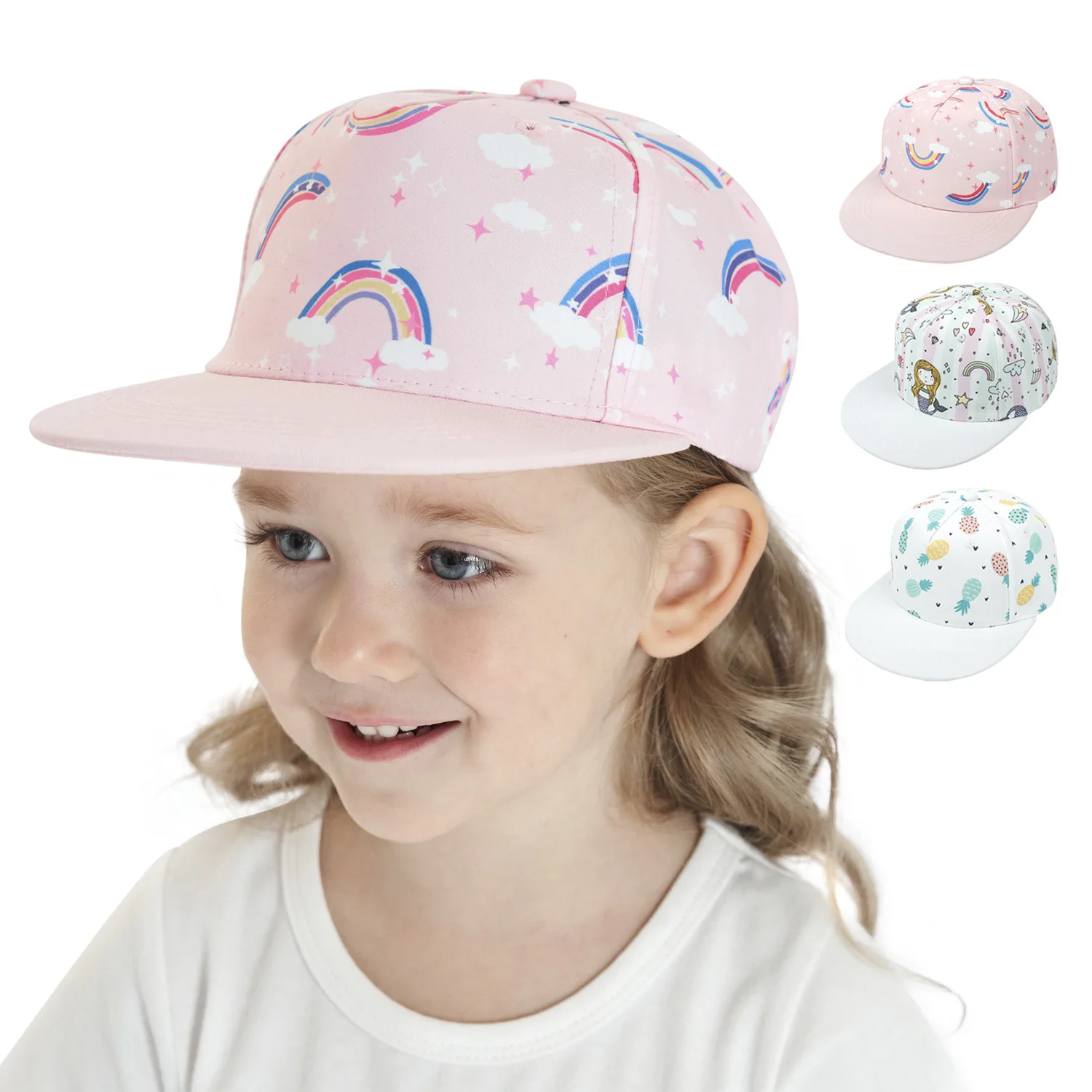 Baby Printed Hat Lovely Kids Baseball Caps Girls Snapback Sunscreen Cap Cotton Ball Hat Cartoon Visor Children\'s Baseball cap