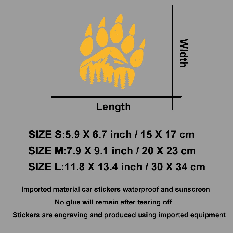 Bear Paw Mountain Forest Car Decal, Outdoor Adventure Vinyl Sticker for Window Bumper, Waterproof Off-Road Vehicle Decoration