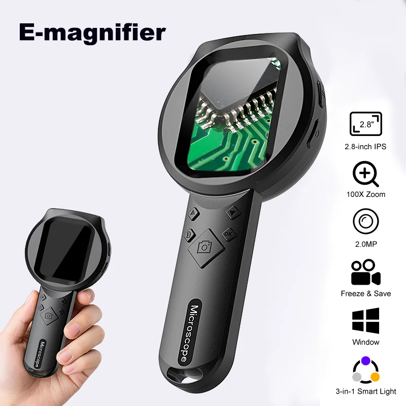 LED Digital Microscope Magnifying Glass Video 100X Magnification 2.8'' IPS Screen With Camera 2.0MP FOR Electronic Repair