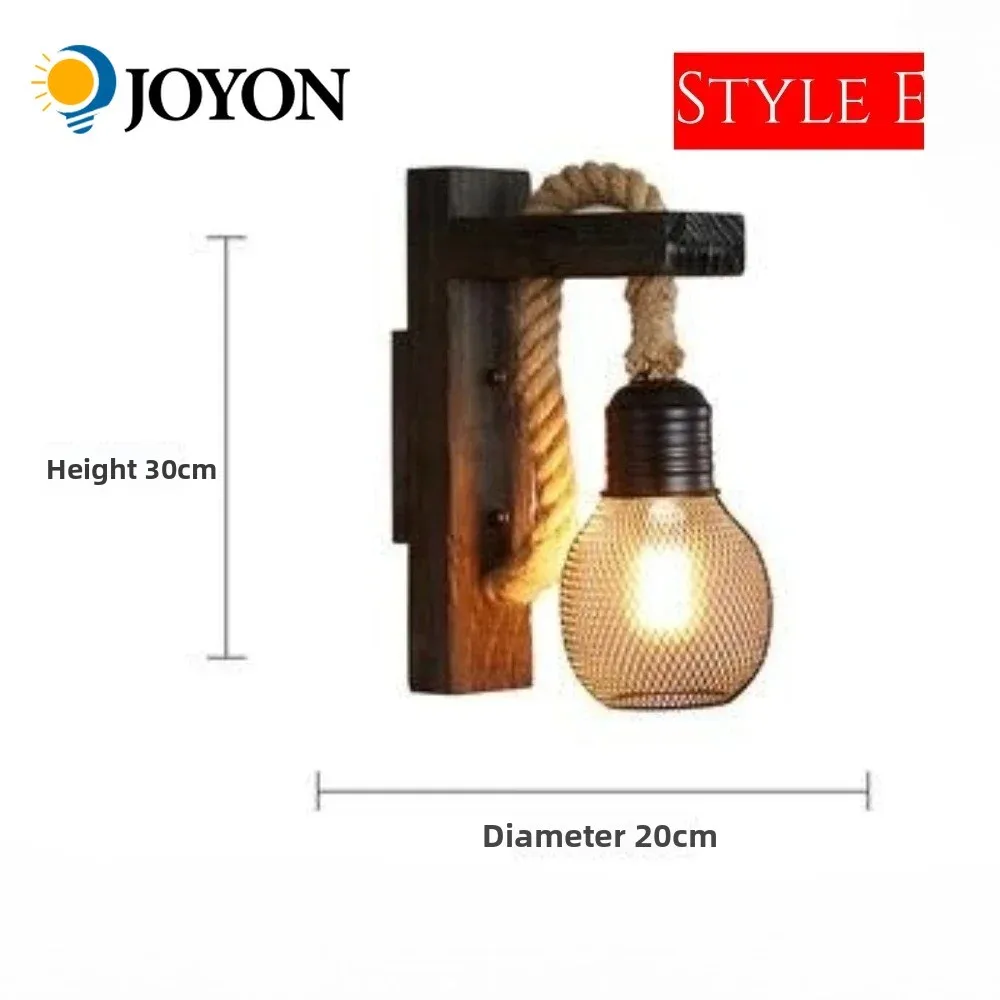

JOYON 1Pcs Wood Wall Lamp Vintage Sconce Wall Lights Fixture E27 Bedside Retro Lamp Dining Room Bedroom Light room decor
