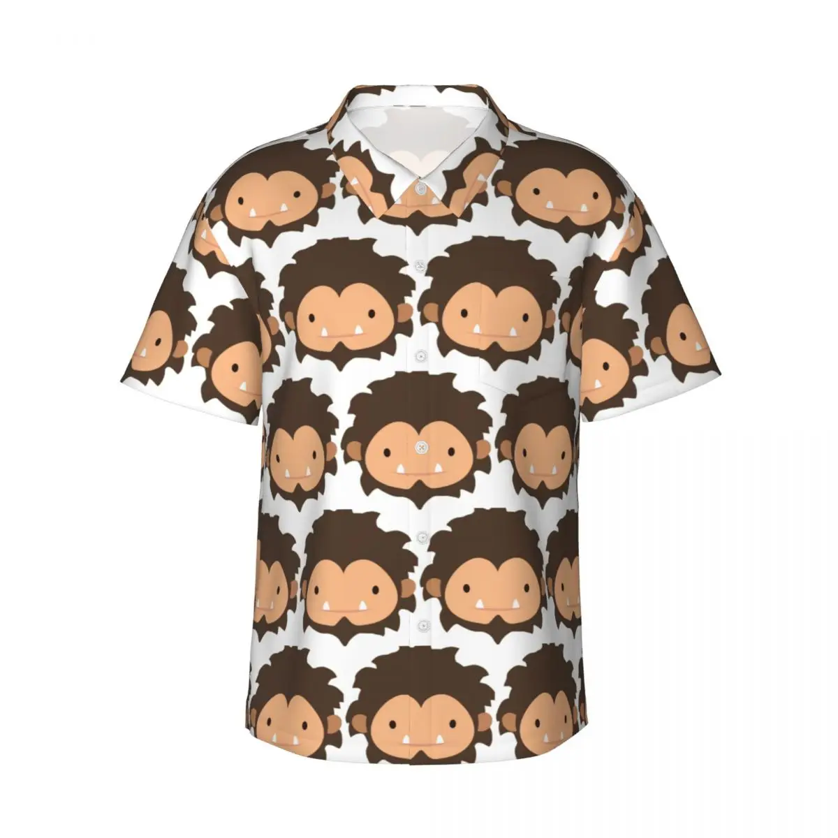 Sneaky Sasquatch Big Head Herrenhemden, hawaiianisches Kurzarmhemd, modische Knopfoberteile für den Sommerstrand