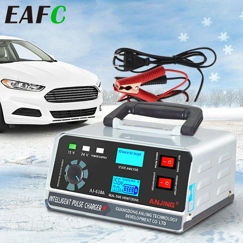 12V/24V Car Charger Large Power 400W Automotive Battery ChargerTrickle Smart Pulse Repair for Car SUV Truck Boat Motorcycle