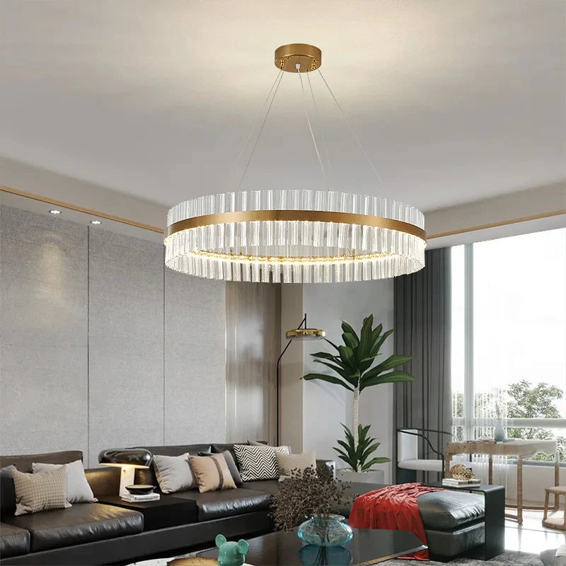 Modern Crystal Dining Table Light Luxury Ceiling Pendant Chandelier Hanging Living Room Lamps Home Decoration Luster Fixtures