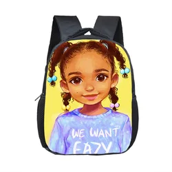 African Black Girls Kindergarten Schoolbag Children Burden Reduction Backpack Large Capacity Student School Bags Mochila Escolar