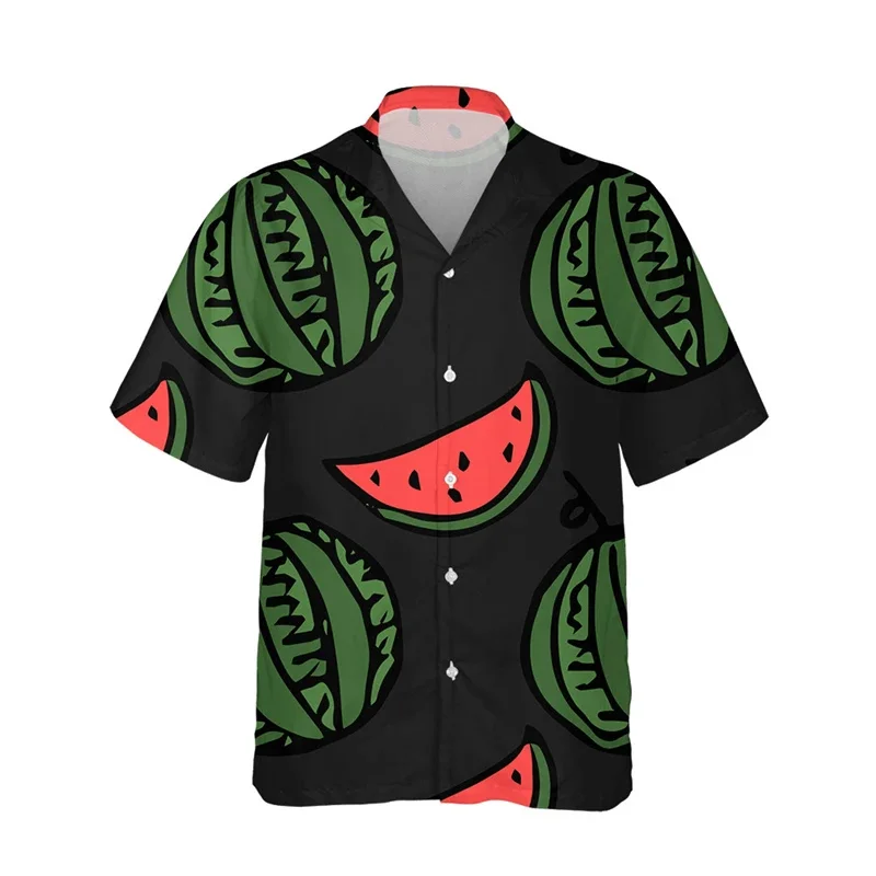 Summer Hawaiian Harajuku 3D Fruit Watermelon Printed Shirts For Men Children Funny Streetwear Short Shirts Fashion Clothes Shirt