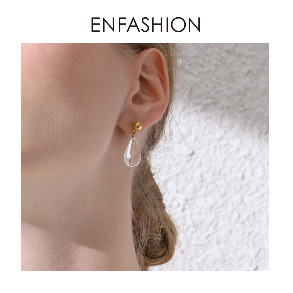 ENFASHION Water Droplets Shape Crystal Drop Earrings For Women Cute Geometric Dangle Earings Fashion Jewelry Kolczyki EC191064