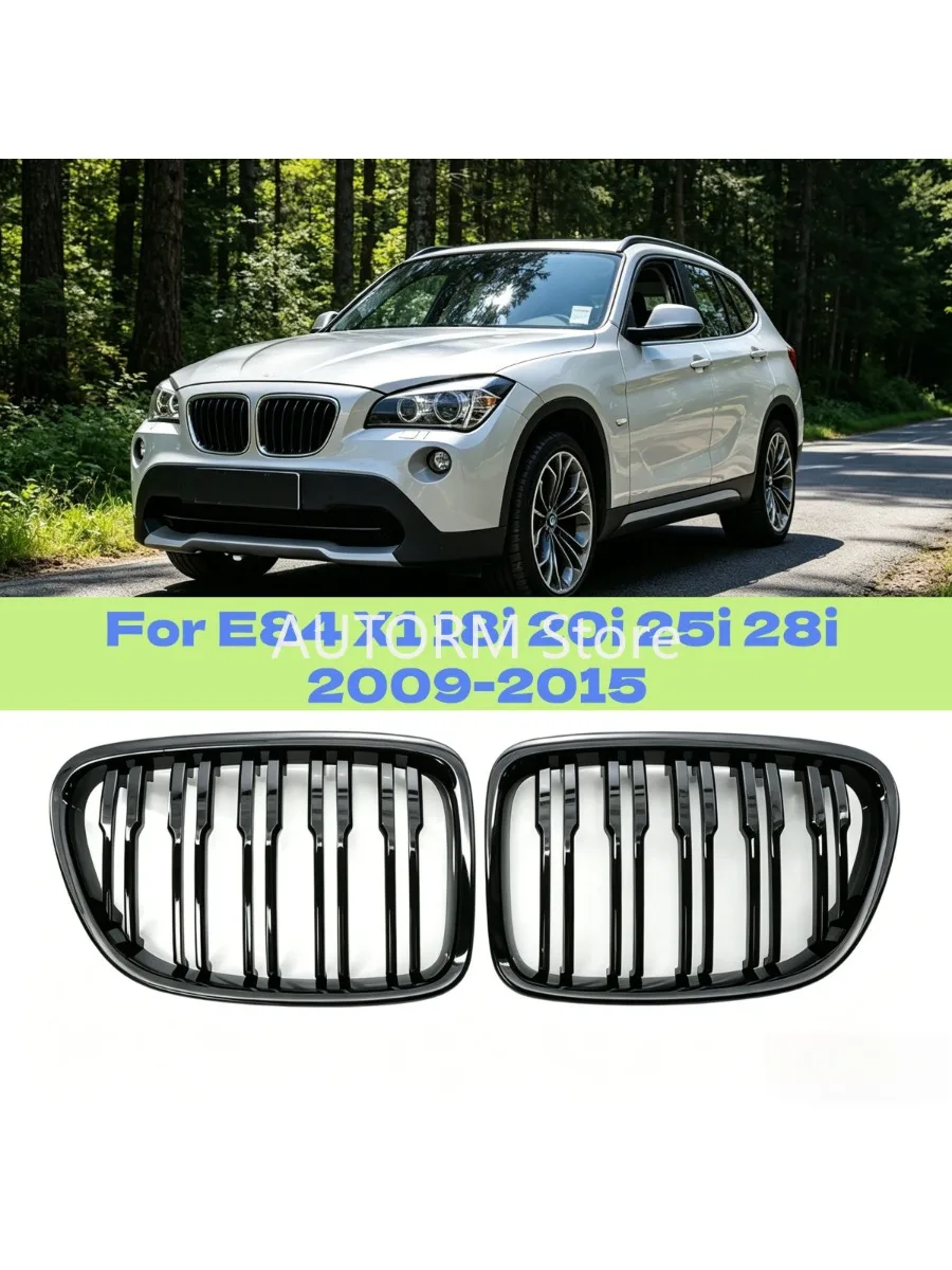 Paar Front-Kühlergrill mit Doppellamellen für X1 E84 PRE-LCI 2011-2016 Racing Grills 51112993305