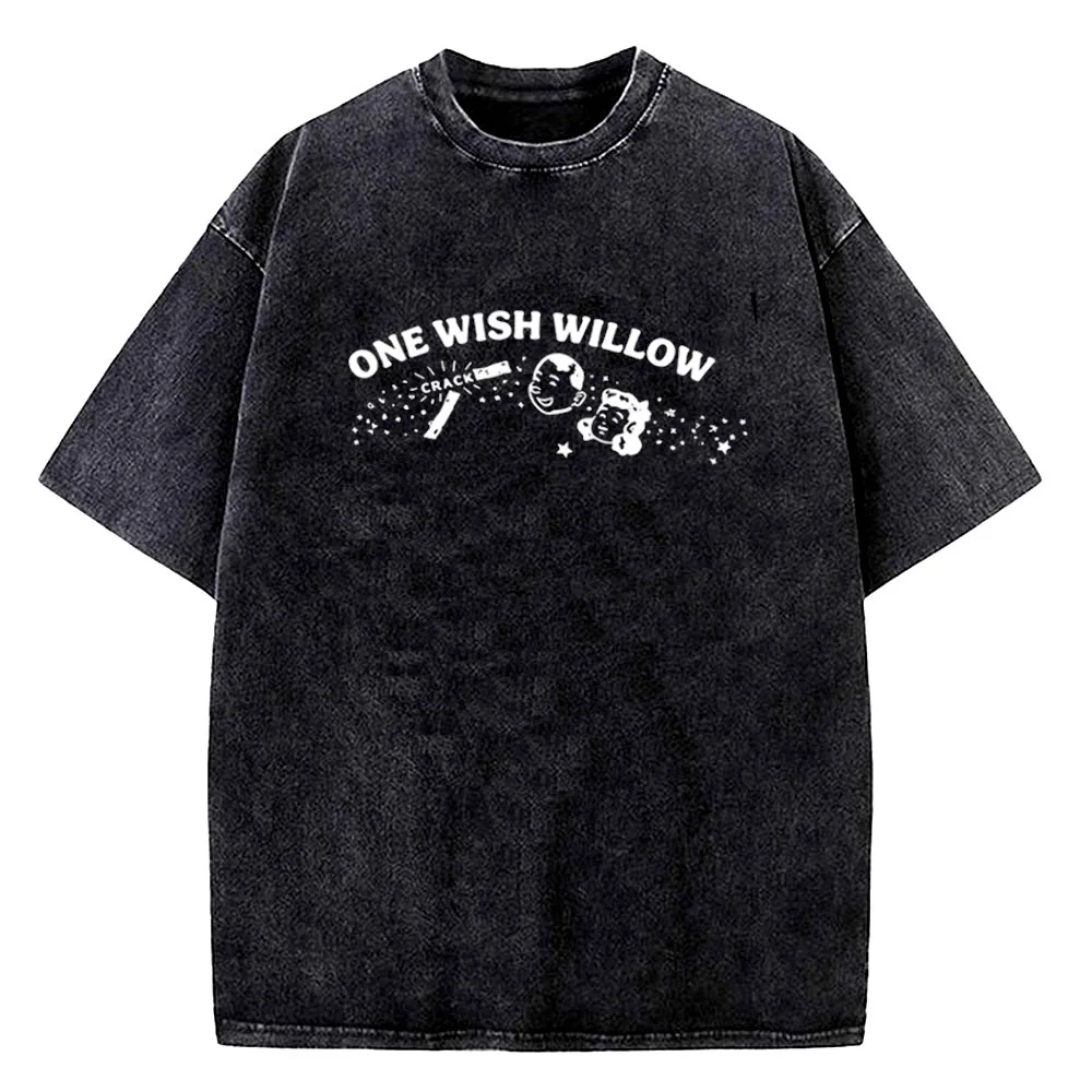 Vintage Washed Nikki Obsession One Wish Willow T shirt Men Letter Print Why Don't You Love Me 100% Cotton Loose Tees Shirts