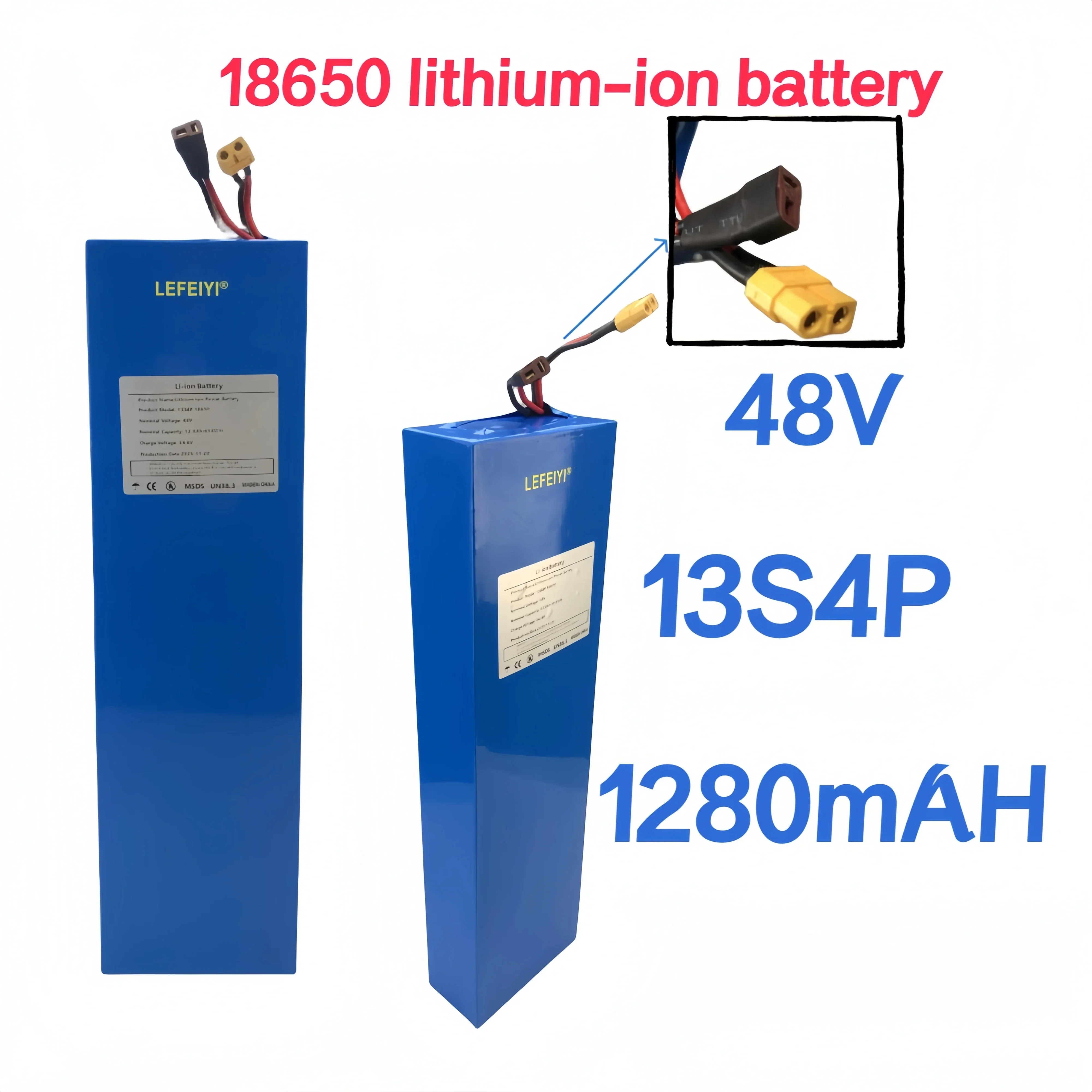 

Lithium ion battery 13S4P 12800mAh 48V suitable for 54.6V BMS electric bicycle and scooter batteries