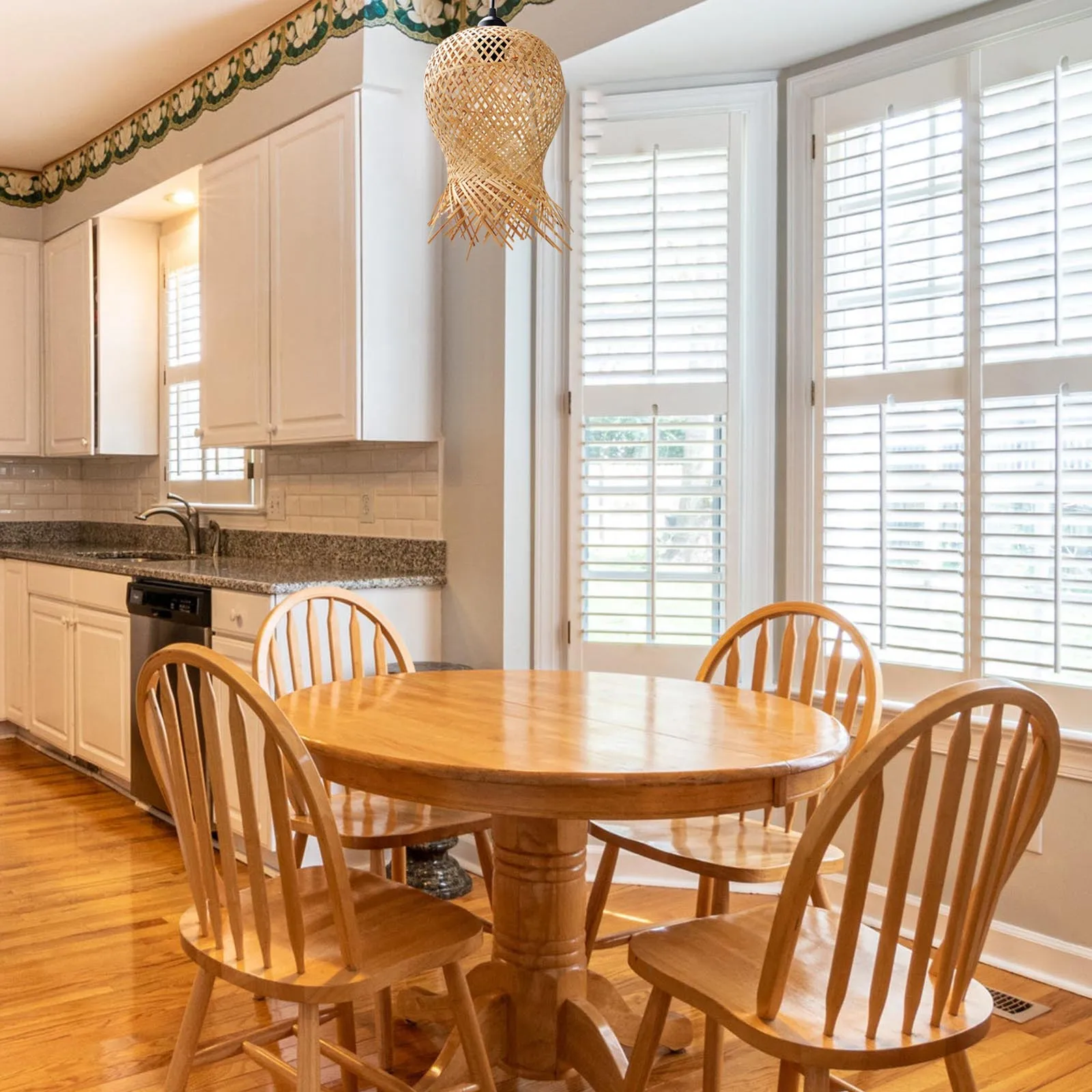 

1Pcs Natural Woven Chandelier Creative Hanging Light Decor Pastoral Style Ceiling Lamp for Restaurant Bedroom Chic Interior