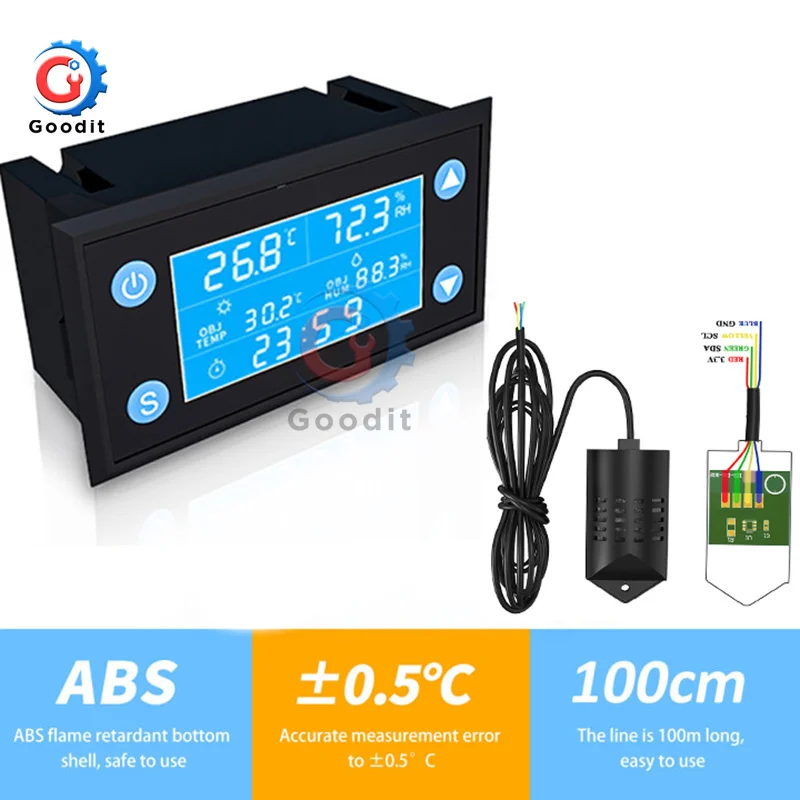 AC110-220 W1212 Digital Temperature Humidity Controller Timer SHT20 Sensor Probe for Incubator Aquarium Thermostat Humidistat