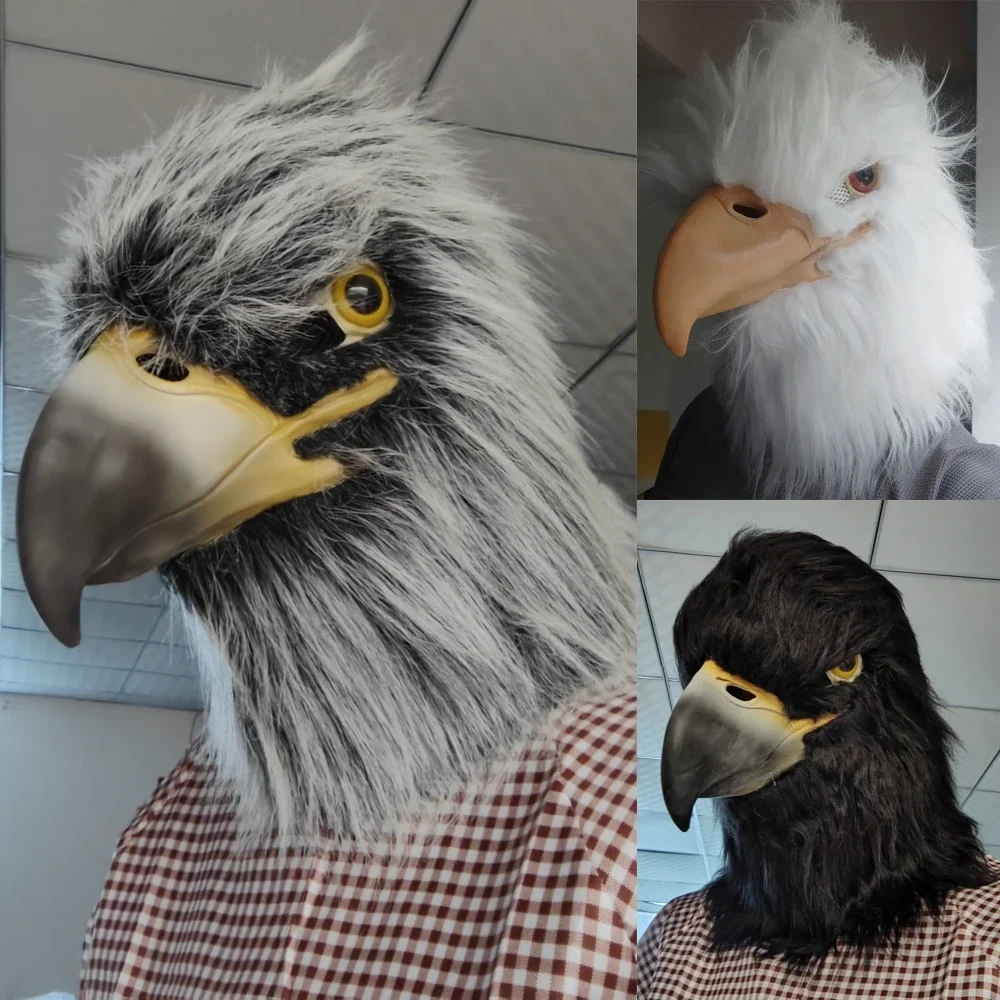 Eagle Mask Novelty Latex Bird Mask Closed Mouth Eagle Head Cover Halloween Party Animal Cosplay Hawk Headgear Kids Festival Gift