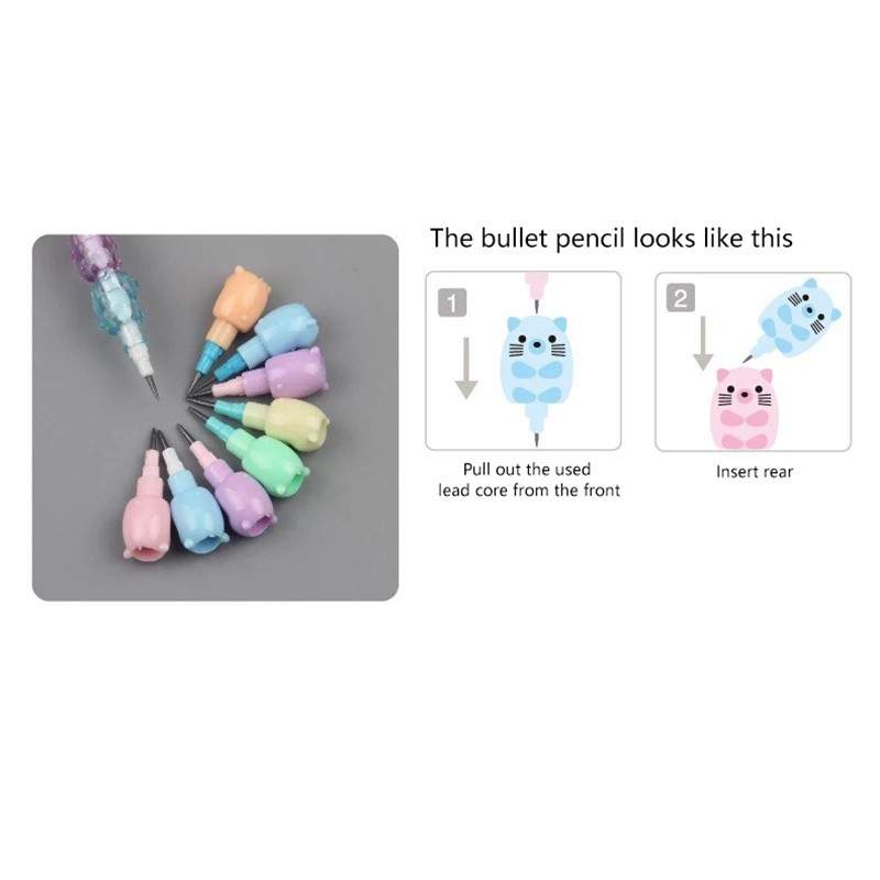 2 pz/pacco animali dei cartoni animati matite meccaniche Kawaii HB piombo matita Non affilante per scrivere cancelleria regalo per bambini