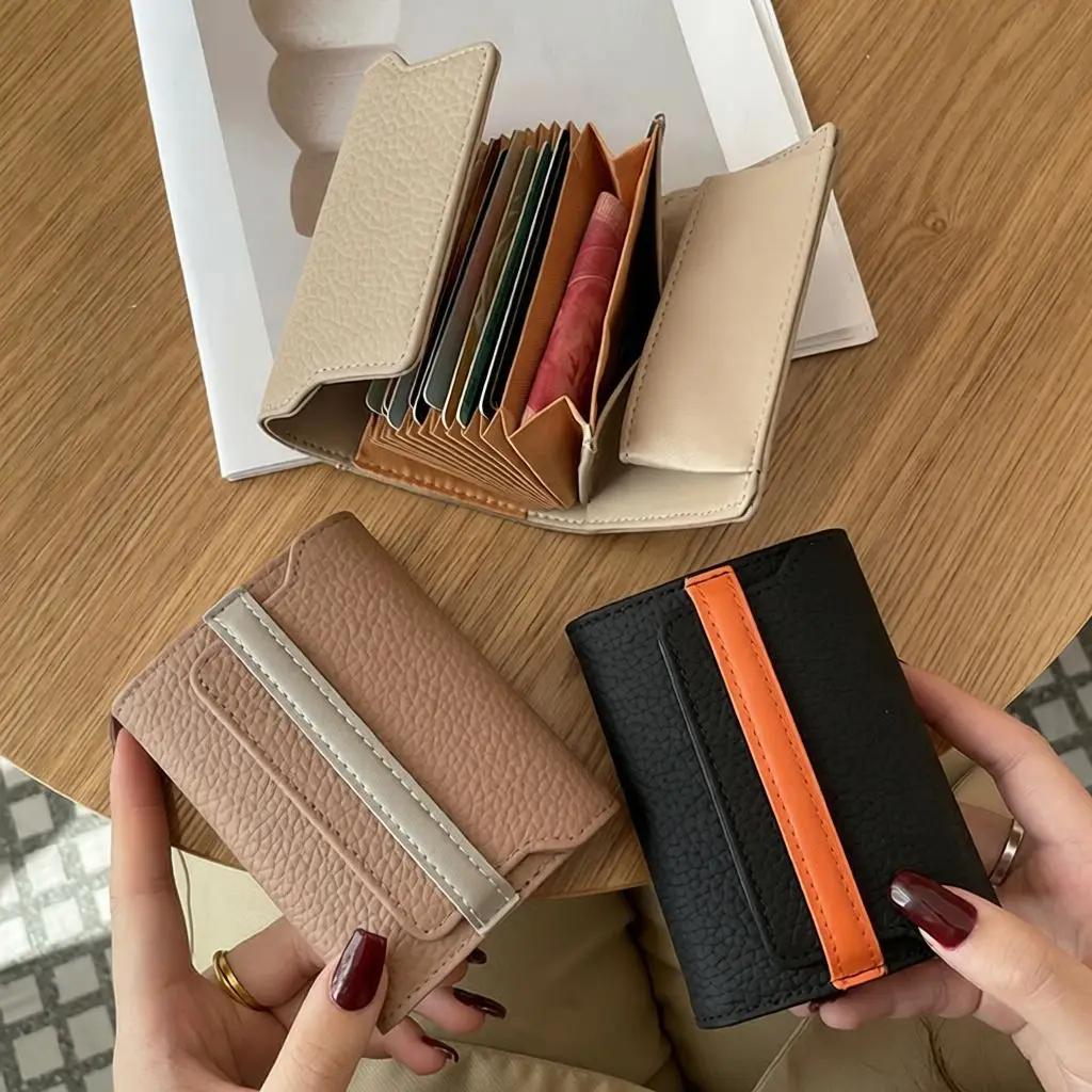 Women Genuine Leather Card Holder Wallet Two-tone Zipper Coin Purse Minimalist Daily Travel Ladies Small Clutch