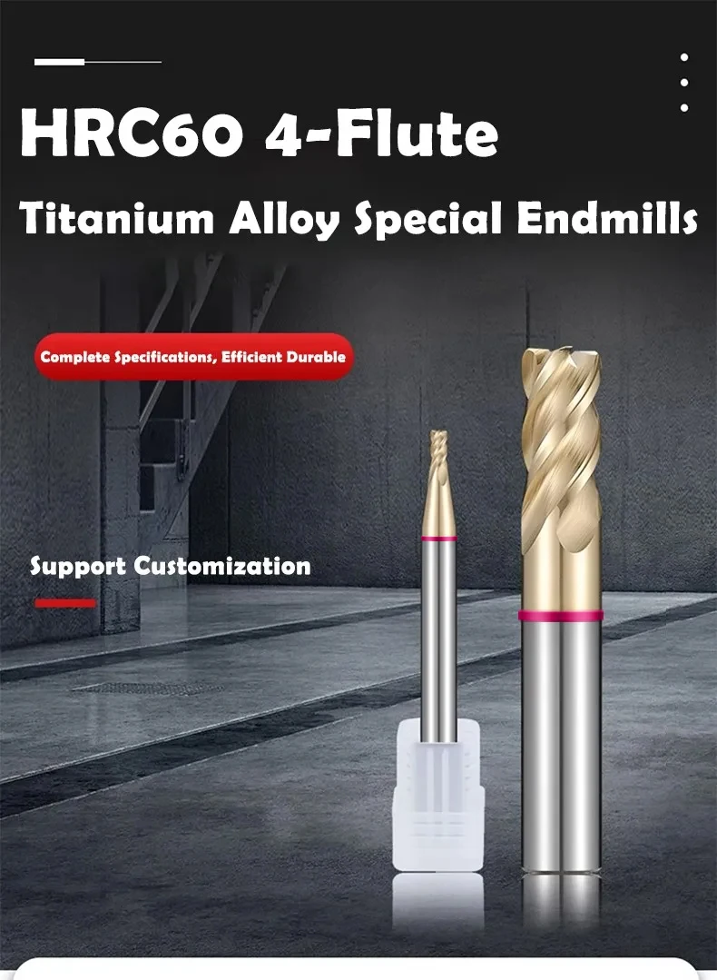 AZZKOR 4F Hartmetall-Fräser aus Wolframstahl, Titanlegierung, ungleichmäßig geteilte Schneide, Rundfräser, CNC-Bearbeitungszentrum – Detail 1