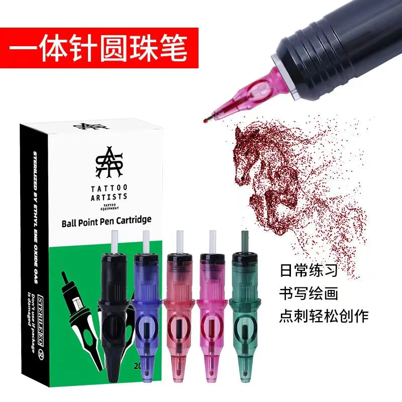 

5/10/20pcs Ballpoint Tattoo Cartridge Needles 5 Colors Practice Needles Drawing for Motor Tattoo Pen Grip Cartridge Supplies