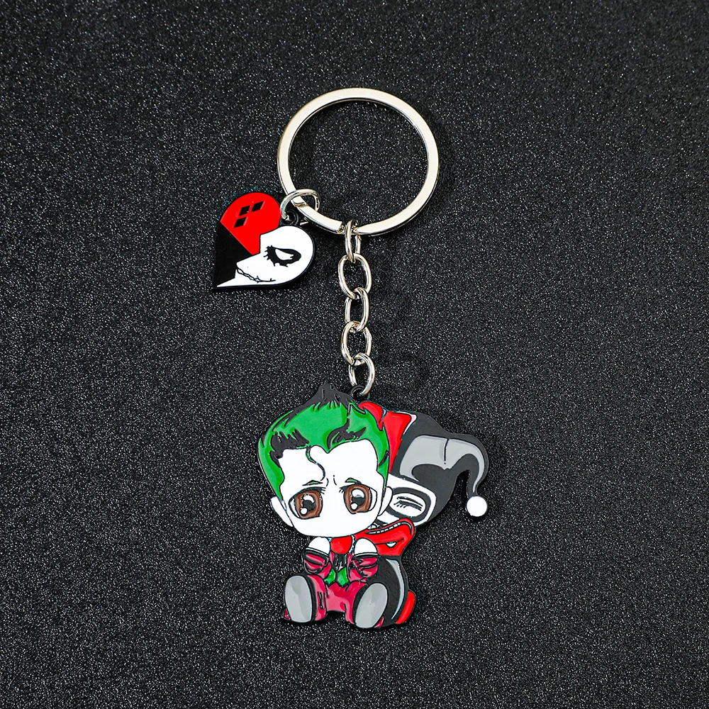 Movie Anime Perimeter Joker Keyrings Cartoon Funny Joker Key Chain For Friends Backpack Pendant Jewelry Gifts