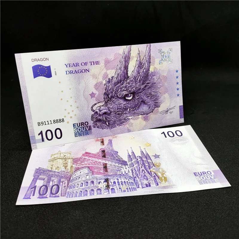

100PCS "Year of the Dragon" 100 Yuan Decorative Replica Banknote – Purple Dragon Design for Collectors & Gifts