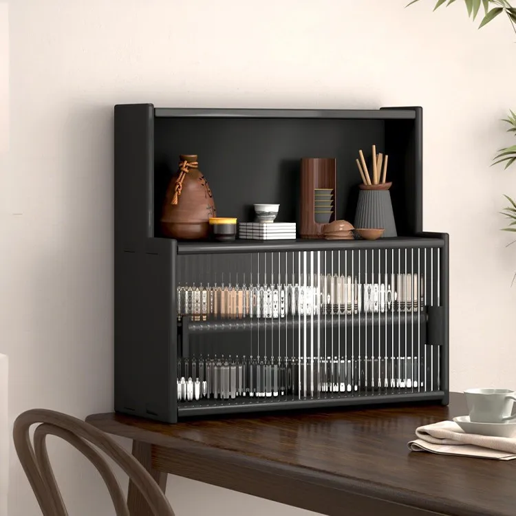 

Shelf on side cabinet Solid wood desktop Table storage cabinet Household light luxury advanced storage box Dust-proof display ca