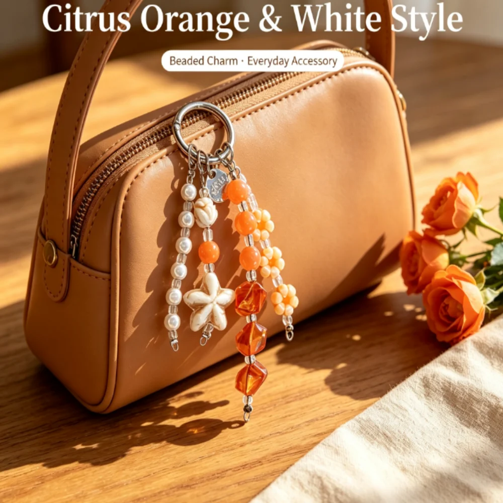 Starfish Charm Keychain Handmade Flower Charm Keychain Car Key Keychain Delicate For Key Decoration Daily Use Phone Decoration