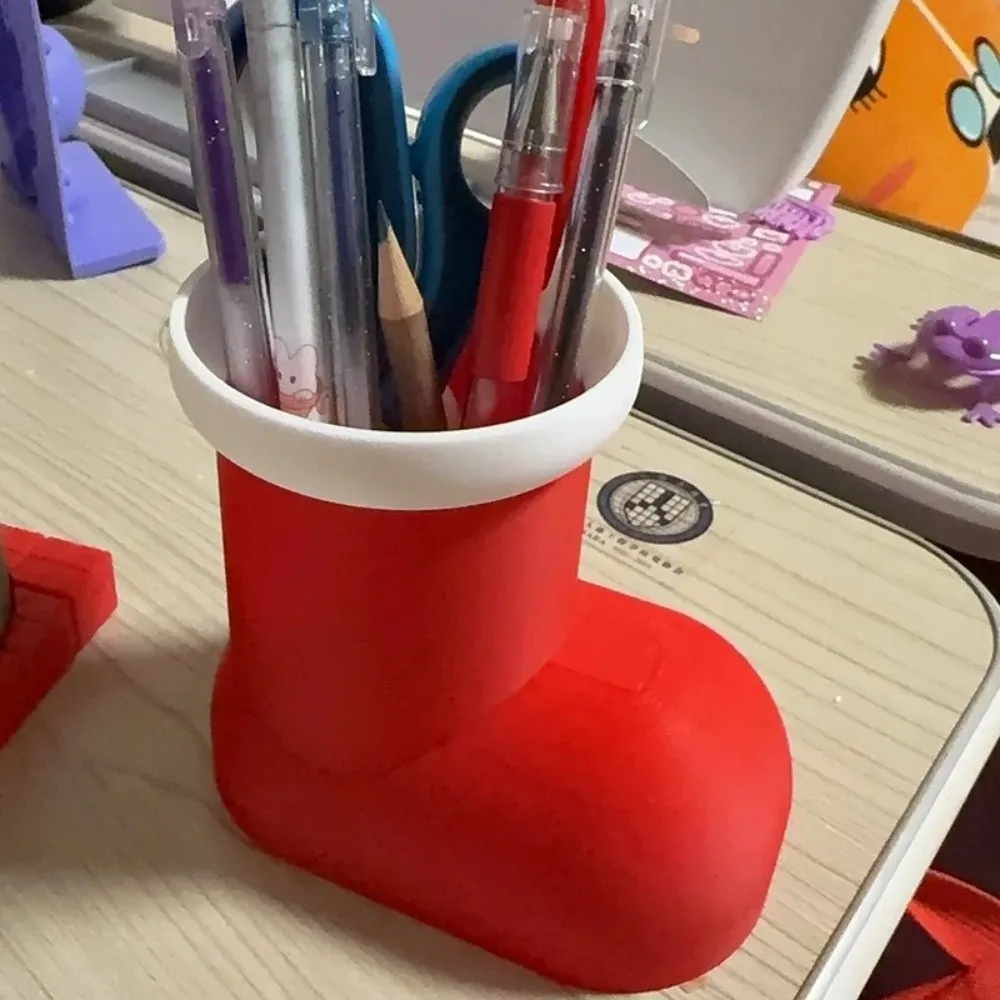 3D Printing Christmas Boots Pencil Holder Fork Storage PLA Brush Pot Broken-resistant Desktop Decor Pen Container
