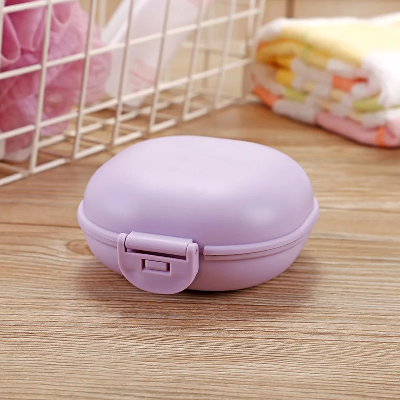 Portable Soap Rack for Travel and Business Trips Sealed Waterproof Soap Box White Purple Plastic Soap Storage Box with Lid