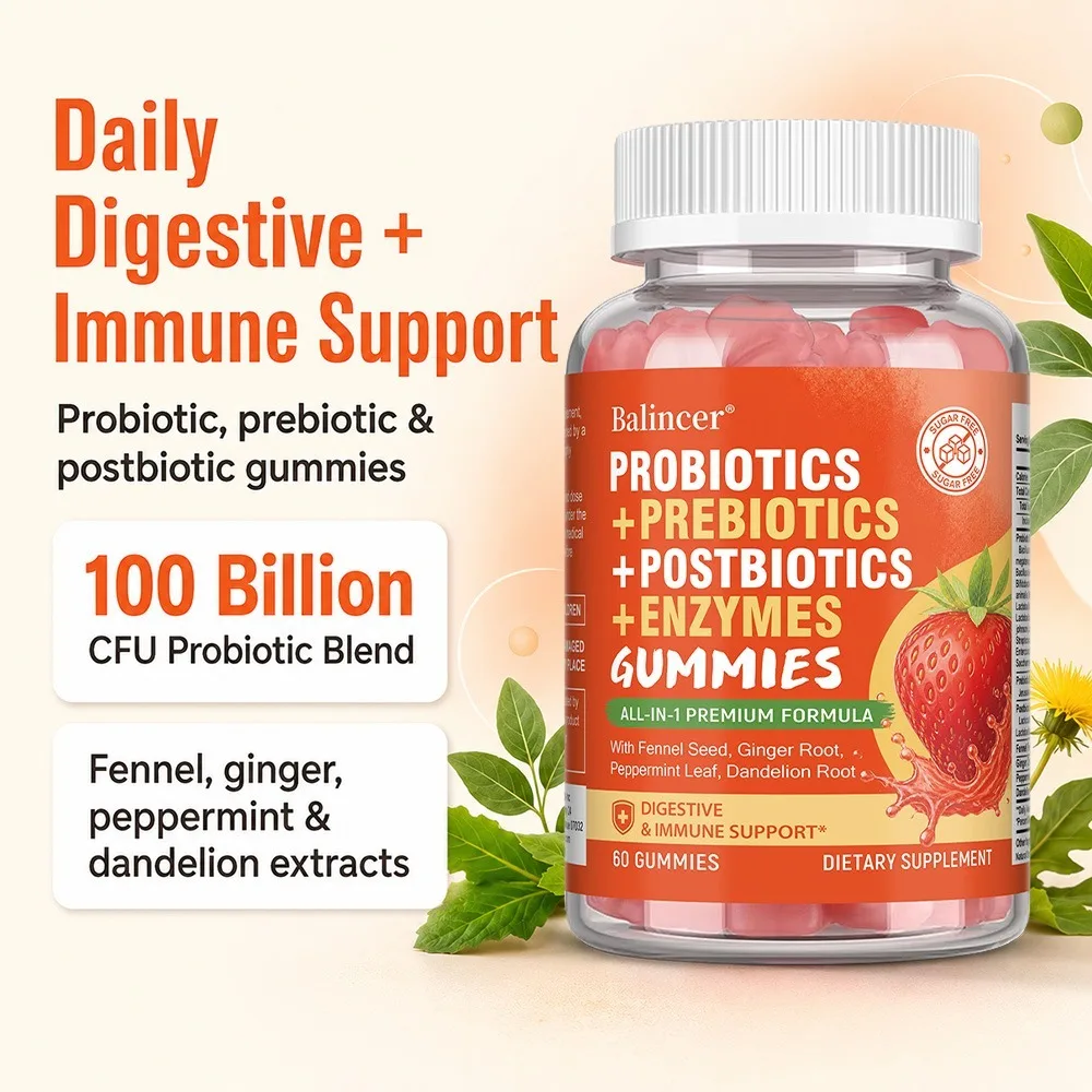 Probiotic Gummies, Prebiotics and  Digestive Enzymes, Digestion, Immunity & Gut Health for Women & Men