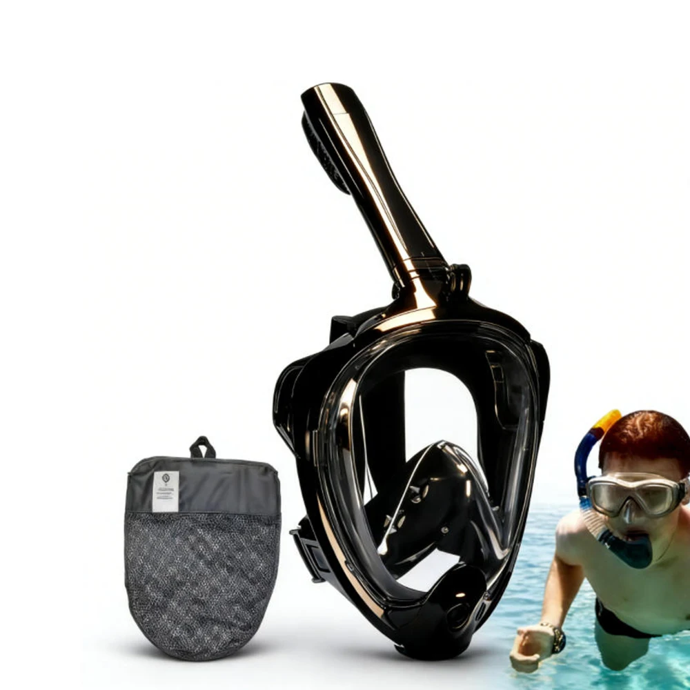 

Панорамная маска для снорклинга с полным покрытием лица, оснащенная новейшей системой безопасного дыхания и системой Dry Top, силиконовая.