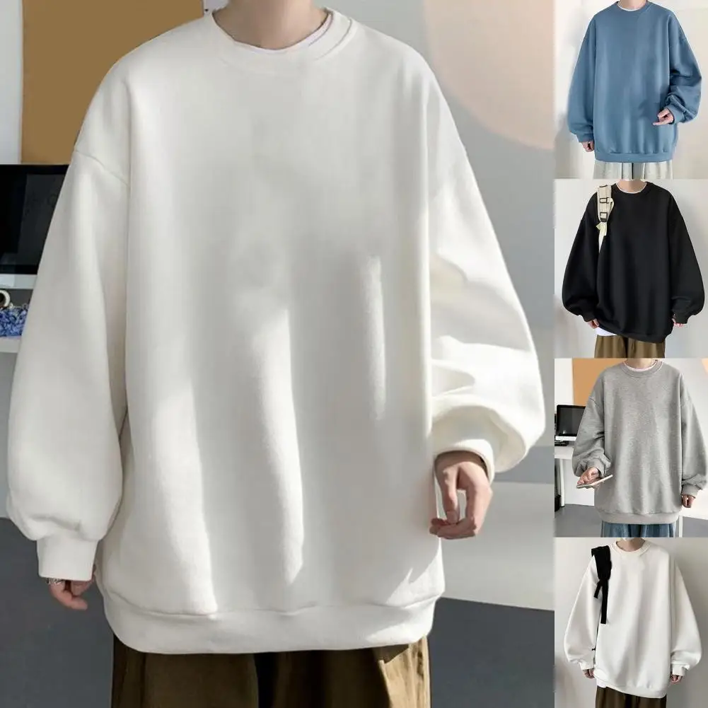 Spring Cool Sweatshirt Autumn Solid Color for Work Round Neck Quick Dry Student