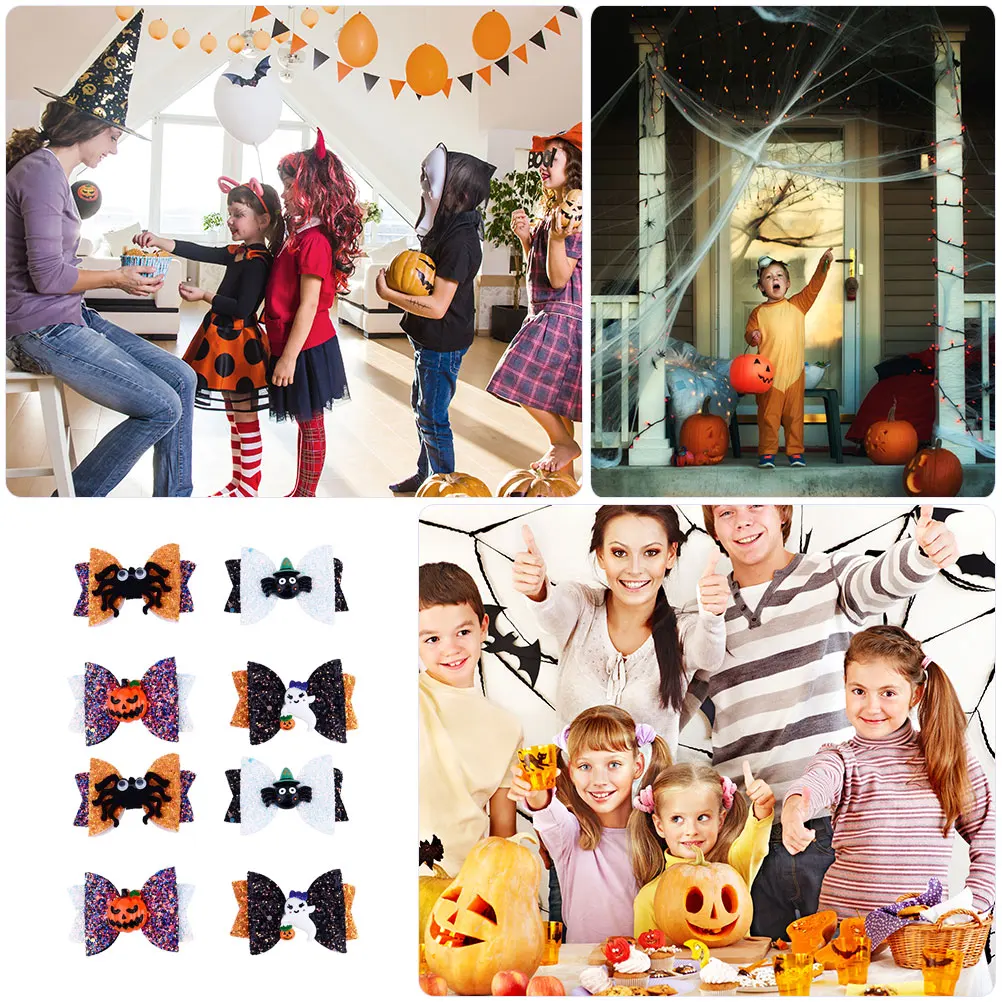 

8 Pcs Bow Hairpin Bows Halloween Decor Women Clips Ghost Hairpins Headdress Spider