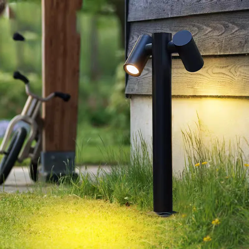 IP65 Waterproof Outdoor Garden Lawn Lamp Rotatable Black Landscape Path Light Bollard Lamp for Villa Yard Walkway Courtyard Deco