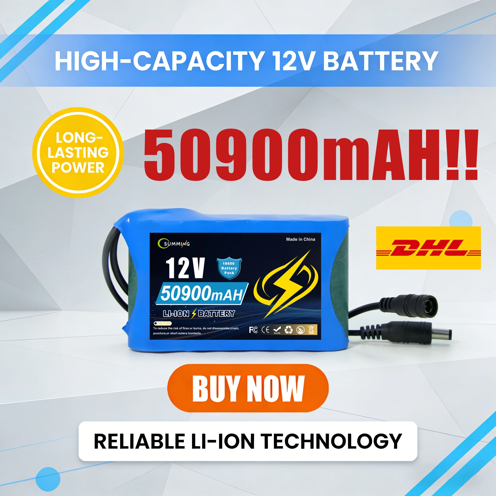 

12В 50900мАч 100% новый, защита 3S2P Аккумуляторная батарея Plate12V 50.9Ah, литий-ионная, 18650, DC12.6V, суперперезаряжаемая + зарядное устройство