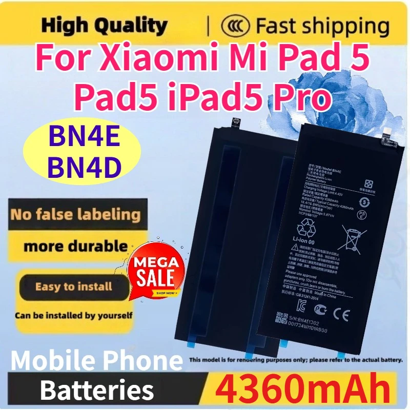 New BN4E BN4D 4360mAh High Quality Mobile Phone Batteries for Xiaomi Mi Pad 5 Pad5 Tablet Rechargeable Li-ion Battery